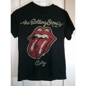 Rolling Stones Sixty‎ T-Shirt Graphic Print Band Tee Black Women's Size S/M